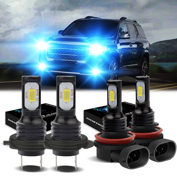 For GMC Acadia 2007-2012 Headlights H7 H11 High/Low Beam Kit 8000K Ice Blue