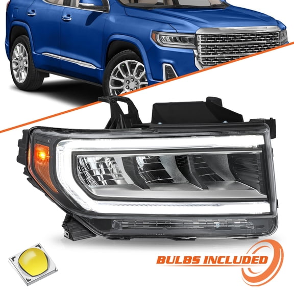 For GMC Acadia 2020 2021 2022 2023 Full LED Chrome Headlight Assembly Right Passenger Side Headlamp