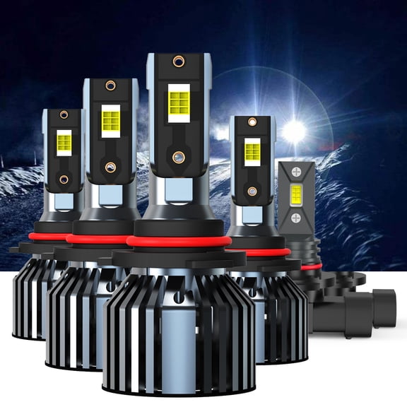 For GMC Canyon 2004-2012 LED Headlight Bulbs,9005 High+9006 Low +9145 Fog Light LED Headlight Bulbs 6509K Cool White