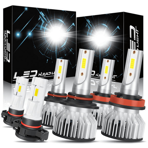 For GMC Canyon 2015 2016 2017 2018 LED Headlight Hi/Low + Fog Bulbs Combo Kit 6pcs