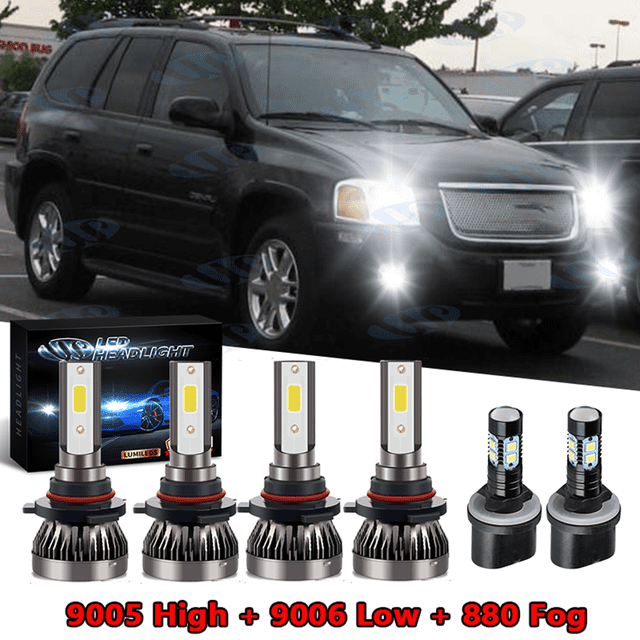 Envoy Reverse Led GMC Envoy XL 2002-2006 LED Headlight & Fog Light Bulbs Combo, 9005 9006 ...