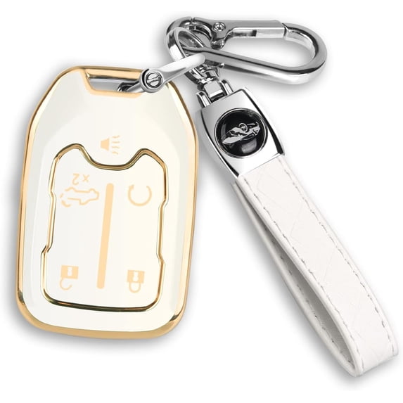 For GMC Key fob Cover with Keychain Fit for Chevy Silverado and GMC Sierra Terrain Acadia 1500 2500HD 3500HD 5 buttons TPU Key Fob Case Shell