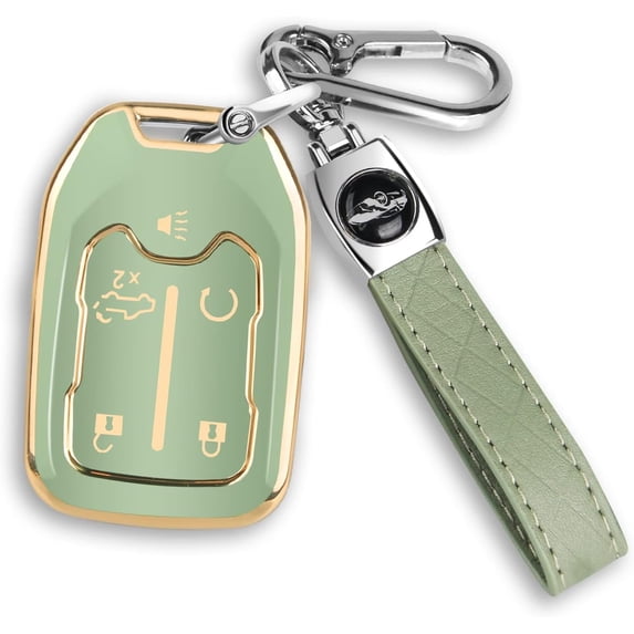 For GMC Key fob Cover with Keychain Fit for Chevy Silverado and GMC Sierra Terrain Acadia 1500 2500HD 3500HD 5 buttons TPU Key Fob Case Shell