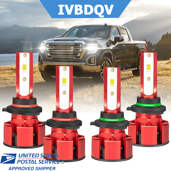 For GMC Sierra 1500 1999-2006 LED Headlight Bulbs 9005 High Beam + 9006 Low Beam Kits 6000K Cool White 4pcs