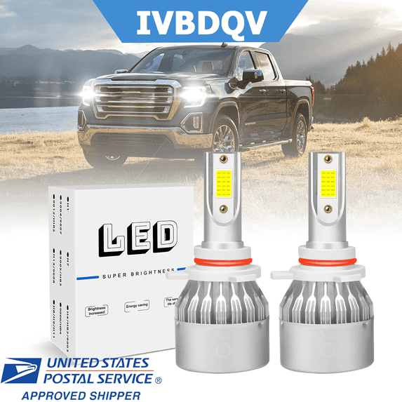 For GMC Sierra 1500 2014-2015 LED Headlights 9012/HIR2 High/Low Beam Bulbs Kit 2Pcs Bright White
