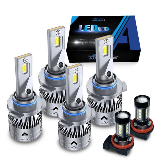 For GMC Sierra 1500 2019 Cab Pickup 4-Door 6x White LED Headlight Hi/Lo Fog Light Bulbs Kit Easy Install High Power Lamps