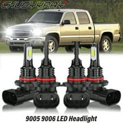 For GMC Sierra 1500 2500 HD 1999-2005 2006 LED Headlight High Low Beam Bulbs 6000K White 4 Pack
