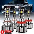 thumbnail image 1 of For GMC Sierra 1500 2500HD 3500HD 2007 2008 2009 2010 2011 2012 2013 Led Headlight Bulbs 9005 H11 High&Low Beam, Pack of 4, 1 of 10