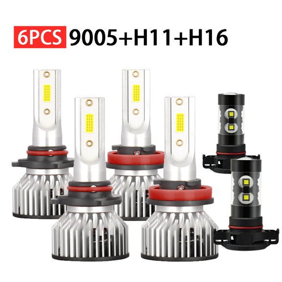 For GMC Sierra 2500 HD 2017-2020 LED Headlight Bulbs Kit High / Low Beam + Fog Light