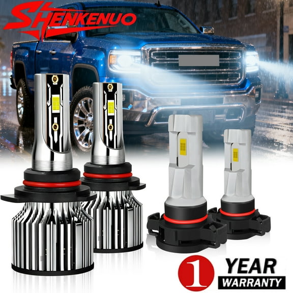 For GMC Sierra 2500 HD/3500 HD 2015 4X 6500K LED Headlight Bulbs Hi/Low + Fog Light