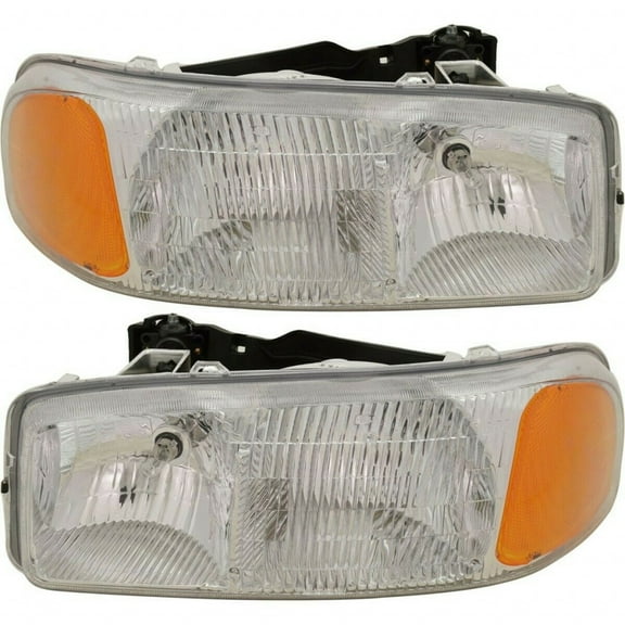 For GMC Sierra 2500 Headlight 2002 2003 2004 Pair Driver and Passenger Side | CAPA | w/ Bulbs For GM2502188