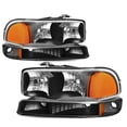 thumbnail image 1 of For GMC Sierra Yukon 99-07 4Pcs Black Housing Amber Headlights+Bumper Lamp, 1 of 5