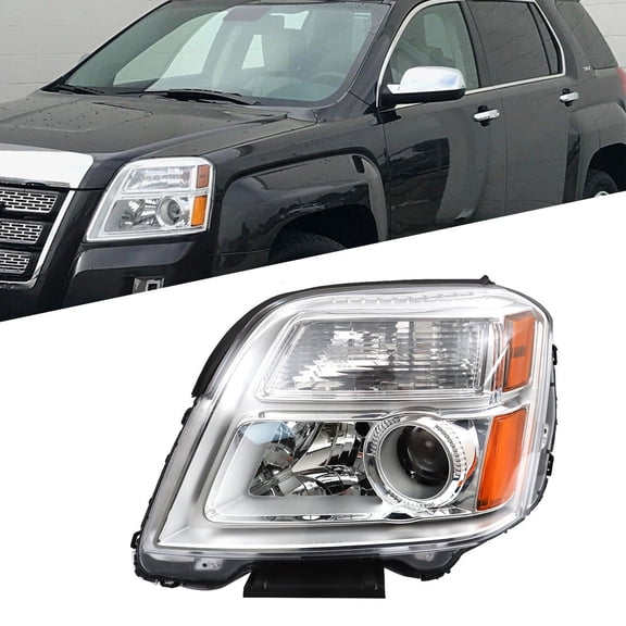 For GMC Terrain 2010-2015 Headlight Headlamp Halogen Chrome Left/Driver Side