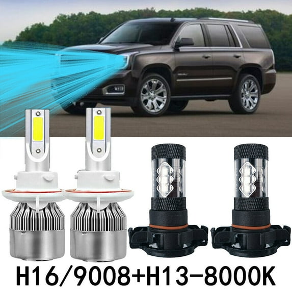 For GMC Yukon 07 - 2014 LED Headlights Kit High Low Beam Fog Light 8000K Bulbs
