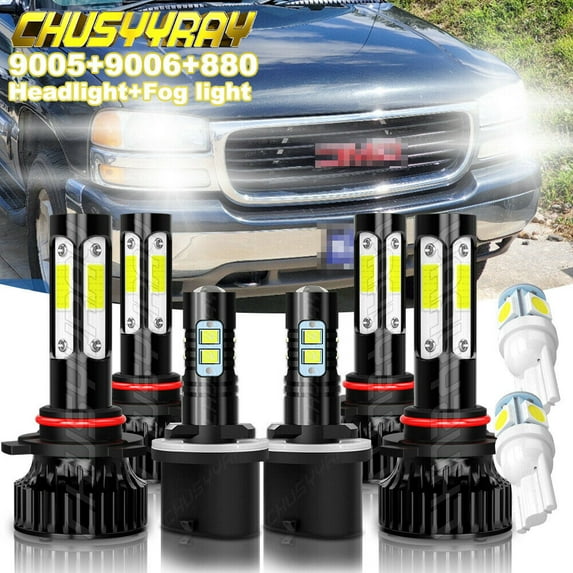 For GMC Yukon 2000-2006 LED Headlights H/Low Beams + 880 Fog Bulbs Combo Kit
