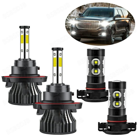 For GMC Yukon 2007-2014 Combo 4x Front LED Headlight High Low Beam Fog Light Bulbs