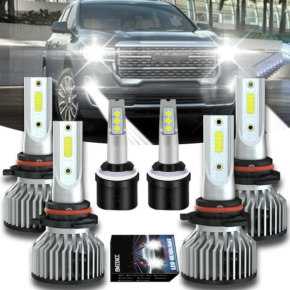 For GMC Yukon SLT 2001-2002 2003 2006 6× Bulbs LED Headlight High/Low+Fog Light