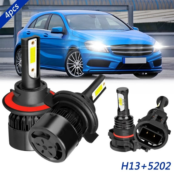 For GMC Yukon XL 1500 2007-2014 LED Headlight Bulbs Kit H13/9008 High Low+5202 Fog Light 6000K White