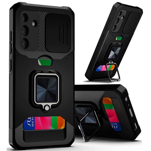 For Gabb Phone 4 Pro Multi-Functional Camera Ring with Card Hybrid Kickstand Cover Phone Case - MF Camera Black