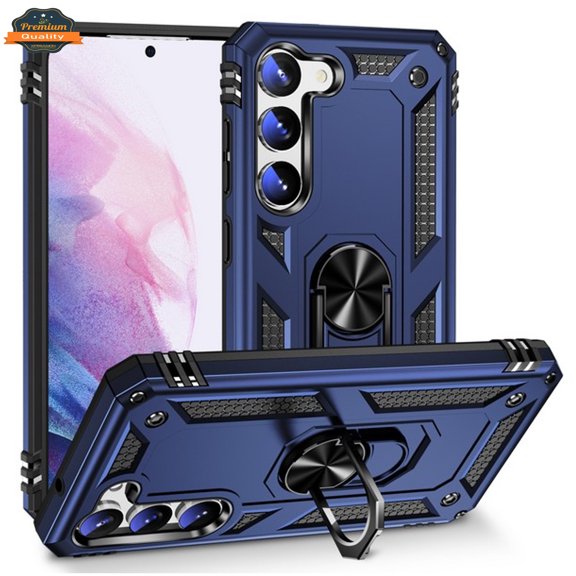 For Gabb Phone 4 Pro Shockproof Hybrid Dual Layer PC + TPU with Metal Ring Kickstand Heavy Duty Armor Shell Phone Case Cover by Xpression, Blue