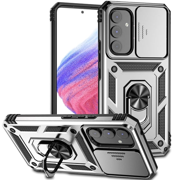 For Galaxy A25 Case with Slide Camera Cover Drop Tested Military Grade Heavy Duty Protective Sturdy Rotate Ring Kickstand Phone Case