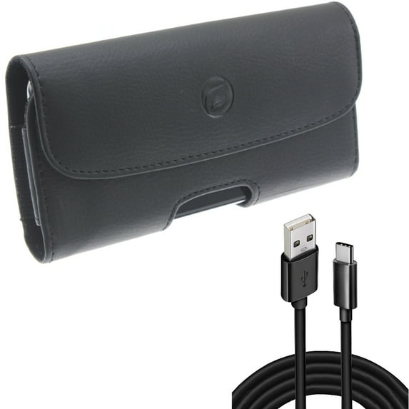 For Galaxy A54 /A53 /A33 - Case Belt Clip w 10ft USB Cable, Leather Holster Cover, Type-C Charger Cord Power for Samsung Galaxy A54 /A53 /A33 5G