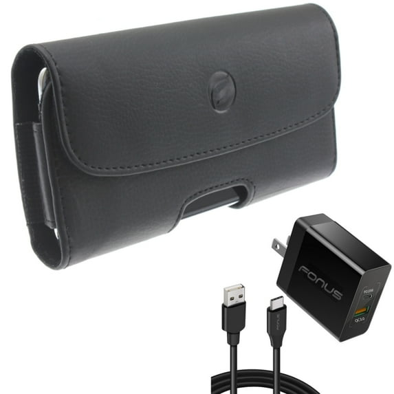 For Galaxy A73 /A23 /A14 /A13 5G - 36W PD Home Charger w Case Belt Clip, Fast Type-C 6ft Long Cable USB-C, Leather Holster Cover for Samsung Galaxy A73 /A23 /A14 /A13 5G