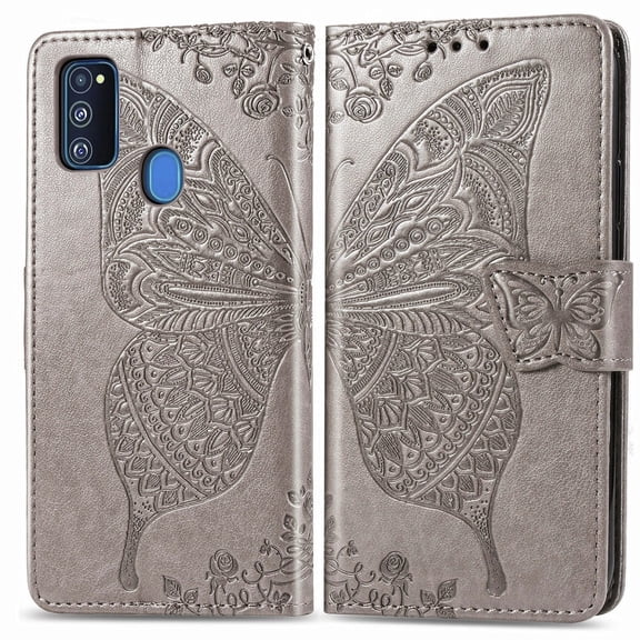 For Galaxy M30s  Butterfly Love Flower Embossed Horizontal Flip Leather Case with Bracket Lanyard