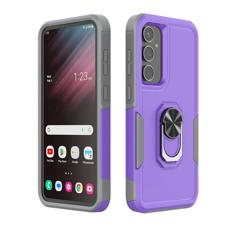 For Galaxy S23 FE Case, 2 in 1 Phone Case for Galaxy S23 FE 6.4, Tiflook  Rubber & Rugged Shockproof Protection Heavy Duty with Ring Stand Kickstand  Cover,Purple 