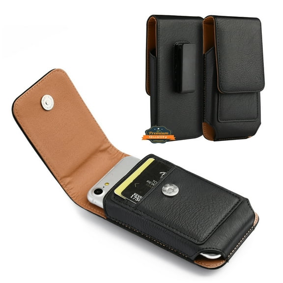 For Galaxy S23 Universal Vertical Leather Case Holster with Card Slot, Rotation Belt Clip & Magnetic Closure Carrying Phone Pouch - Black
