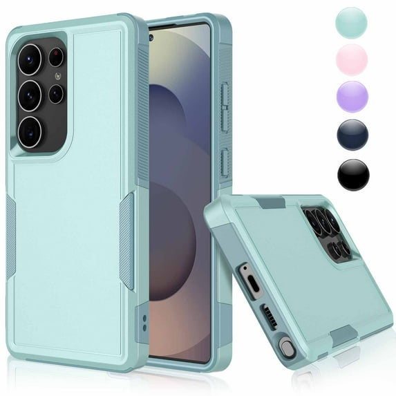For Galaxy S25 5G Case, 2 in 1 PC Phone Case for Samsung S25 5G 2025 6.2 inch, Njjex Heavy Duty Rubber & Rugged Shockproof Full Body Protection Case Cover - Green