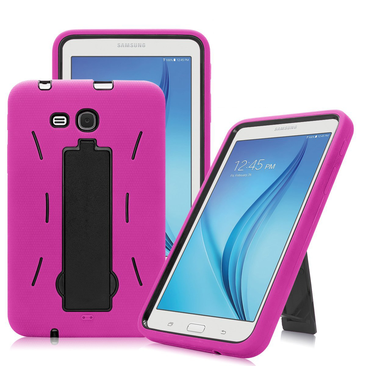 For Galaxy Tab E Lite 7.0 Case , Galaxy Tab 3 Lite 7.0 Case , Mignova Rugged Heavy Duty Kids Friendly Case For Samsung Galaxy E Lite 7.0 / Tab 3 Lite 7.0 SM-T110 / SM-T111 / SM-T113 / SM-T116(Pink) - image 1 of 6