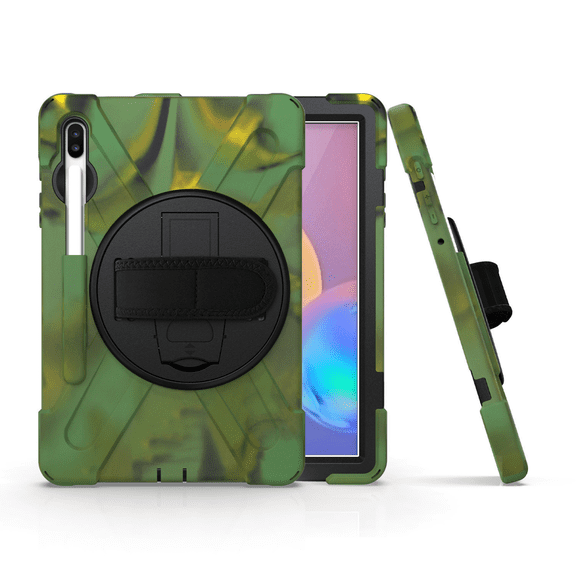 For Galaxy Tab S6 Magnetic Pen Sleeve Drop Stand Tablet Case Full Body Rugged Stand For Galaxy Tab S6 10.5" Models SM-T860/T865 Version (Camouflage)