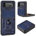 thumbnail image 1 of For Galaxy Z Flip 6 Case with Ring Holder Kickstand, Allytech Silde Camera Lens Protector Flip Hard PC Anti-Scratch Cover for Samsung Z Flip 6 , Blue, 1 of 8