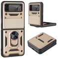 thumbnail image 1 of For Galaxy Z Flip 6 Case with Ring Holder Kickstand, Allytech Silde Camera Lens Protector Flip Hard PC Anti-Scratch Cover for Samsung Z Flip 6 , Gold, 1 of 8