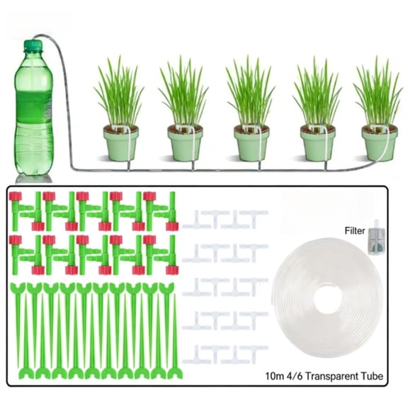 For Garden Drip Kit for Multiple Pots Siphon Powered 10M Tube 15 Drippers