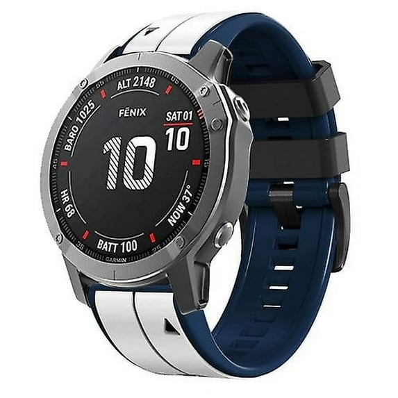 For Garmin Fenix 6x 22mm Silicone Sports Two-color Watch Band