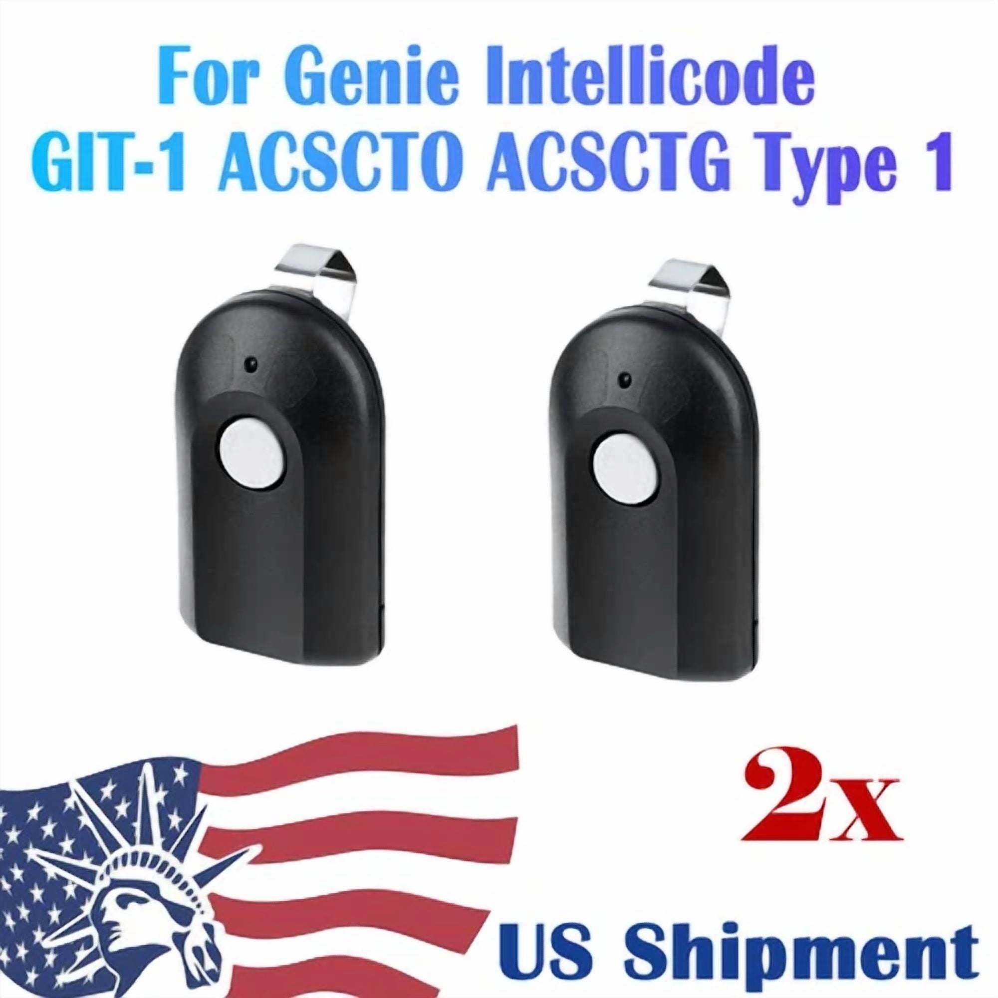 2-Pack Replacement Garage Door Remotes For Genie Intellicode Openers - Compatible With ACSCTG Type 1