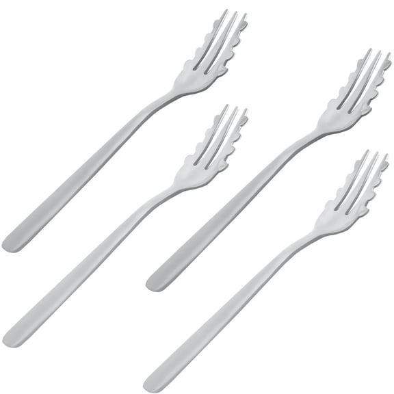 For-Ghetti Forks 4 Spaghetti Twirling Utensils with Nubs, Stainless Steel Handles, Fun for All, Dishwasher Safe, 7.75"