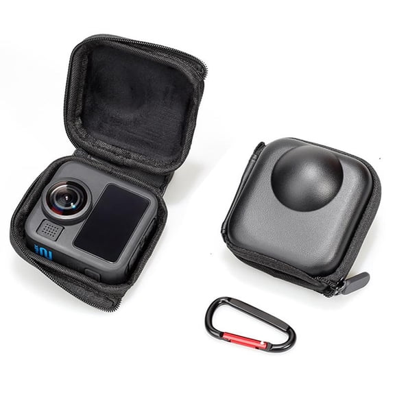 For GoPro MAX2 Compact Hard Shell Carrying Case Protective Storage Bag With Carabiner Clip Carrying Case