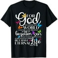 thumbnail image 1 of For God So Loved The World Butterfly Art John 3:16 Religious T-ShirtMen and women, Black T-shirt, size: Extra large, 1 of 4