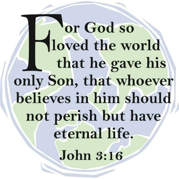 For God so loved The World - John 3:16 KJV Bible Quote Sticker Vinyl Wall Decal 10 X 10 Inches