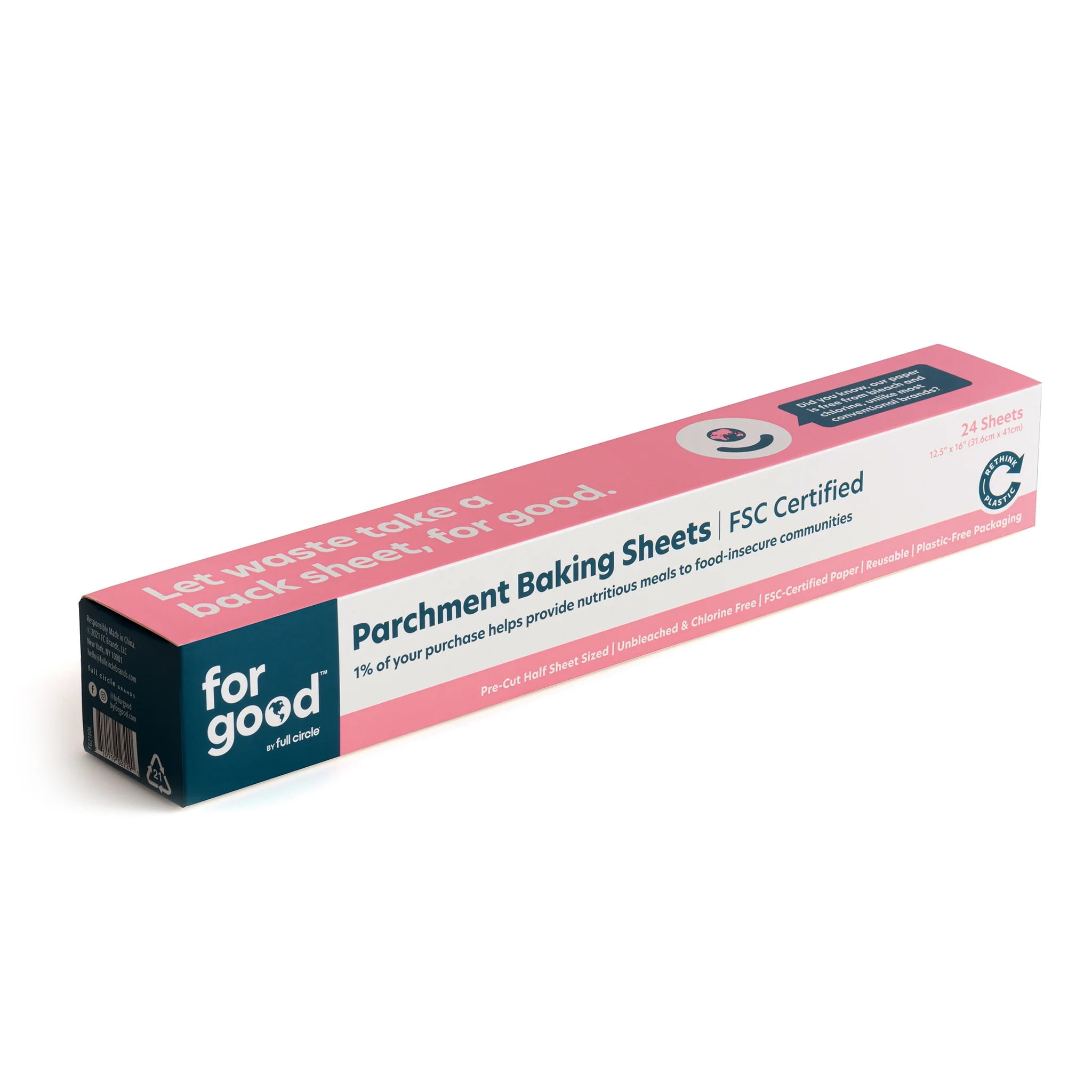 For Good by Full Circle FSC Certified Parchment Paper Half Sheets - 24 Half Sheets - Non-Toxic
