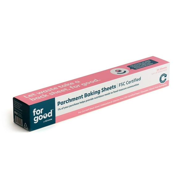For Good by Full Circle FSC Certified Parchment Paper Half Sheets - 24 Half Sheets - Non-Toxic