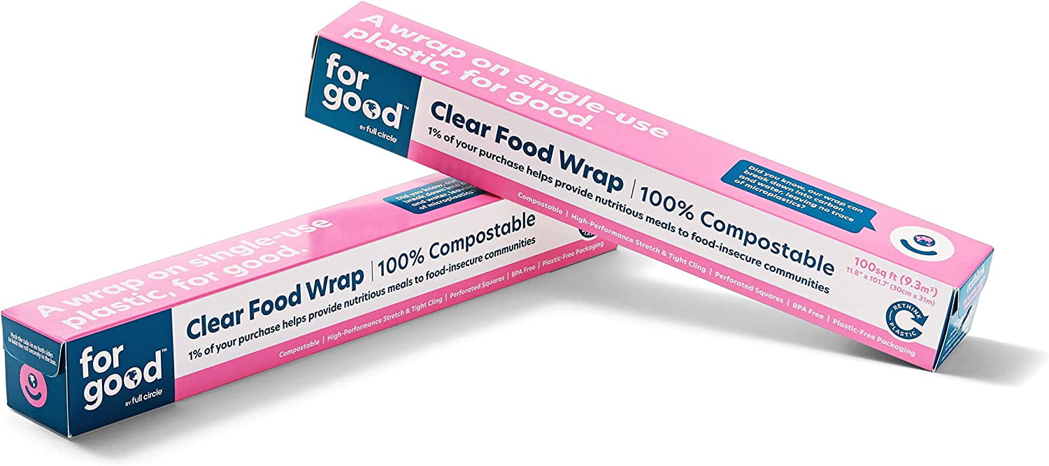 Compostable Cling Wrap 11.8 x 100 ft, Extra Thick | New Design | Easy to  Use with Slide Cutter Plastic Wrap for Food, Green BPA Free Food Wrap, US