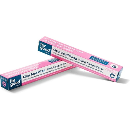 For Good by Full Circle Food PLA Compostable Cling Wrap – 100 Sq ft Perforated, 100sq, Clear, 2 Pack