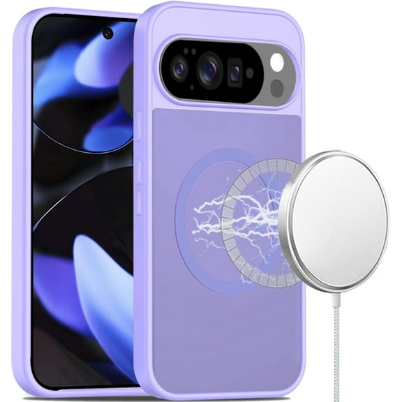 For Google Pixel 10/10 Pro [Magnetic Circle] Smooth Safe Matte Feel Hybrid Case - Light Purple