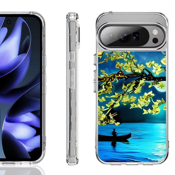 For Google Pixel 10 / 10 Pro Shockproof Phone Case, by OneToughShield - Almond Blossom Night