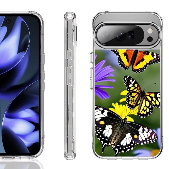 For Google Pixel 10 / 10 Pro Shockproof Phone Case, by OneToughShield - Butterfly Flower