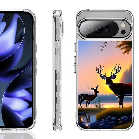 For Google Pixel 10 / 10 Pro Shockproof Phone Case, by OneToughShield - Deer Sunset